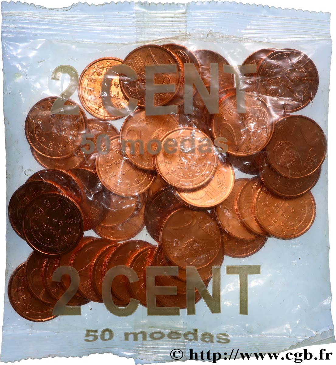 PORTUGAL Sachet Banque 50 x 2 Cent SCEAU A LA CROIX (1134) 2002 SPL