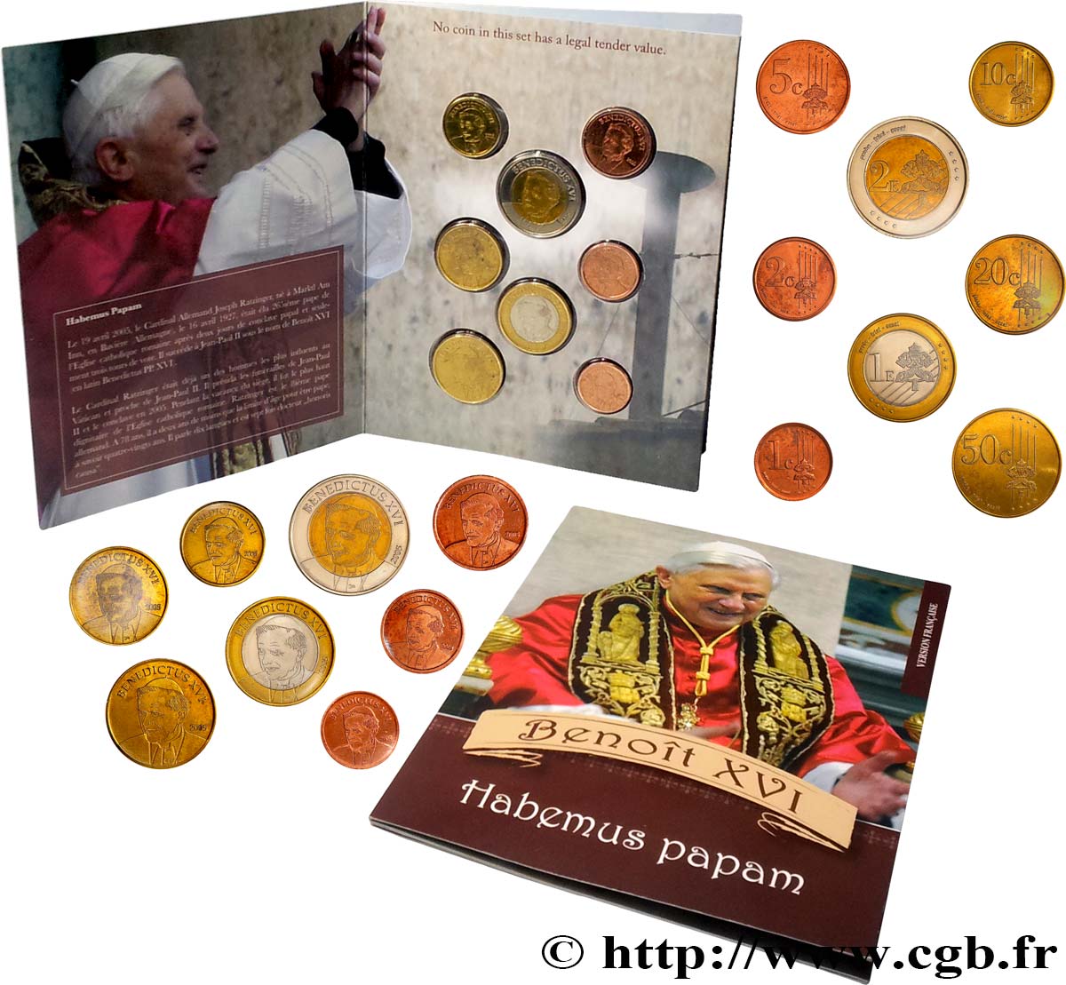 VATICAN AND PAPAL STATES Série 8 médailles, Essai Euros fantaisies 2005 MS