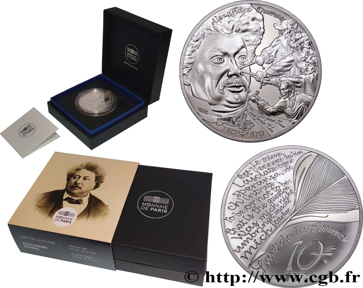 FRANKREICH BELLE EPREUVE 10 Euro ALEXANDRE DUMAS 2024