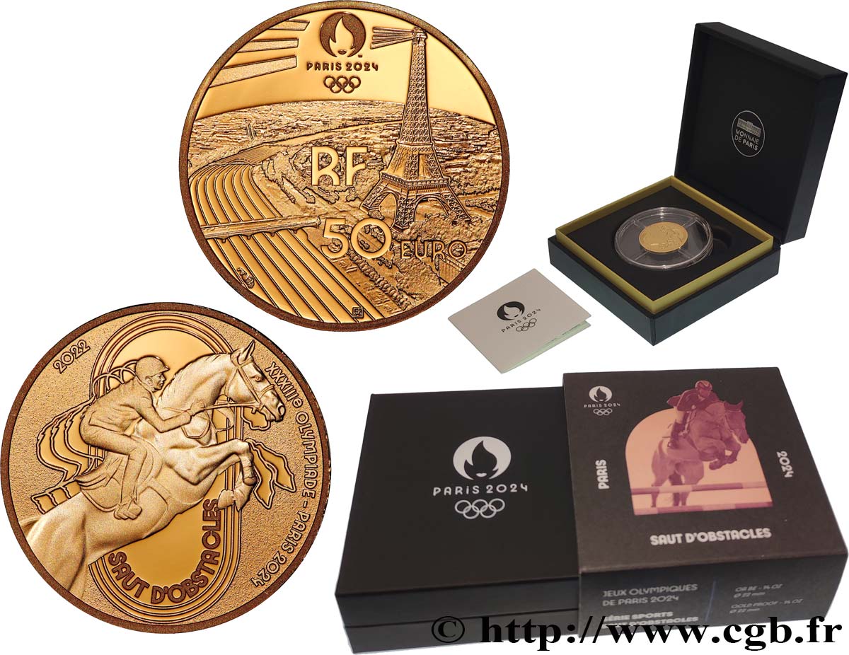 FRANCE BELLE EPREUVE 50 Euro (or 1/4 Oz) SAUT D’OSTACLES 2022 Proof set