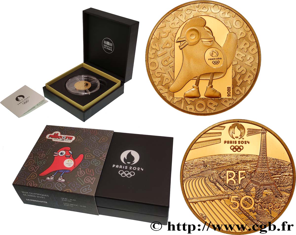 FRANCE BELLE EPREUVE 50 Euro (or 1/4 Oz) MASCOTTE 2022 Proof set