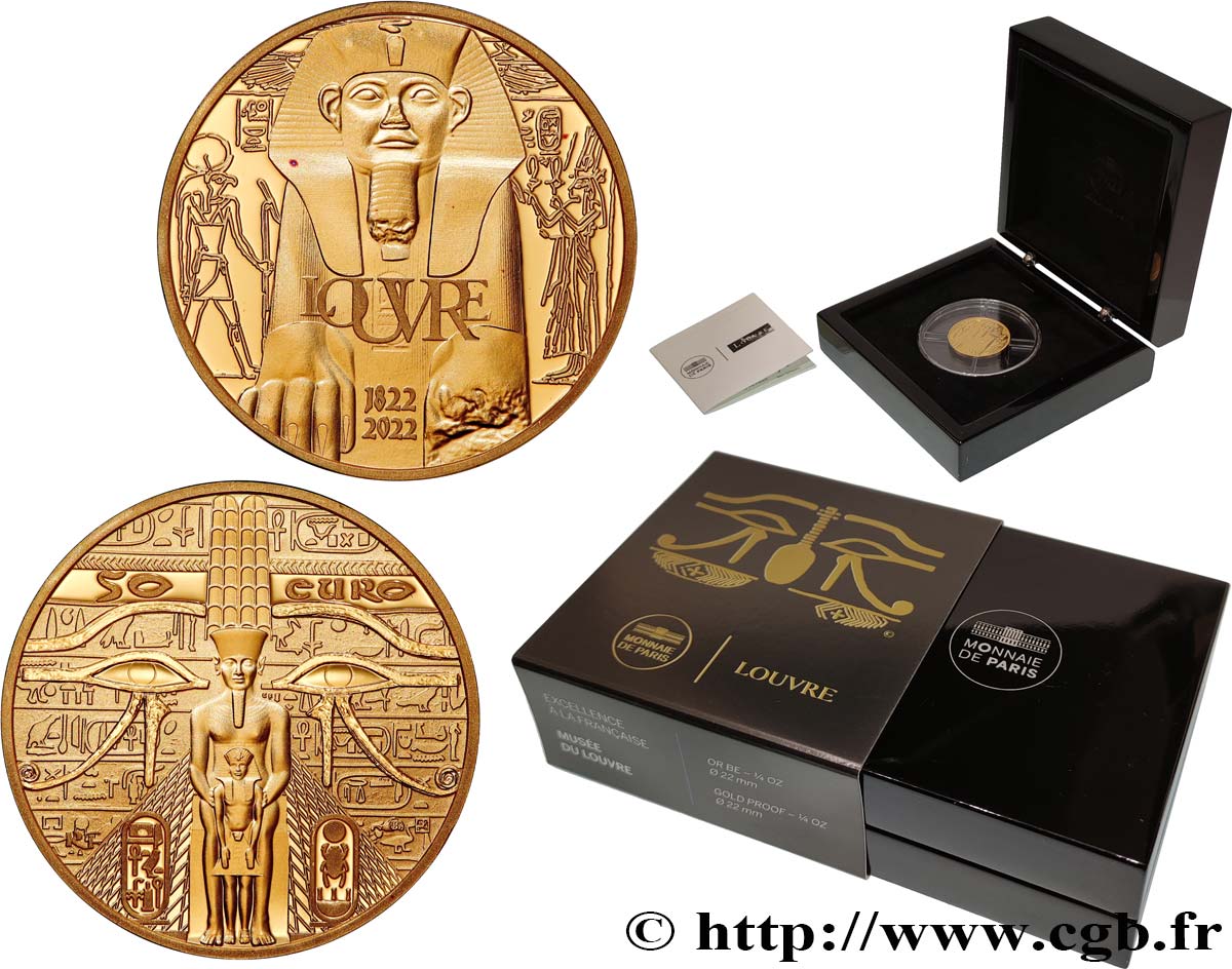 FRANCE BELLE EPREUVE 50 Euro (or 1/4 oz) MUSÉE DU LOUVRE 2022 BE