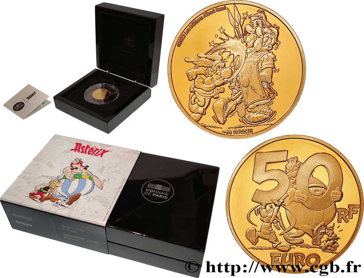 FRANCE BELLE EPREUVE 50 Euro (or 1/4 oz) ASTÉRIX 2022 Proof set