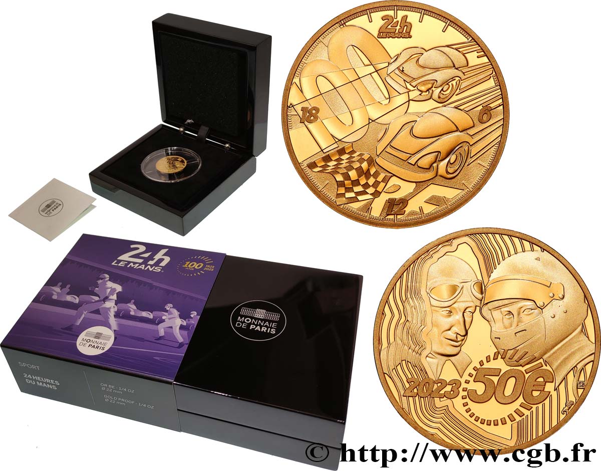 FRANCE BELLE EPREUVE 50 Euro (or 1/4 oz) 100 ANS DES 24H DU MANS 2023 Proof set