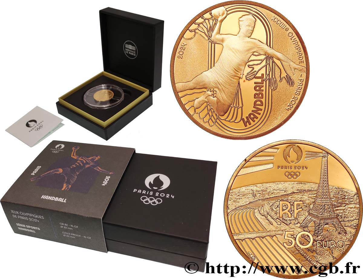 FRANCIA BELLE EPREUVE 50 Euro (or 1/4 Oz) HANDBALL 2024 BE