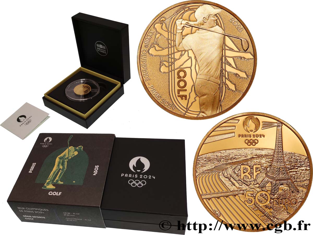 FRANCE BELLE EPREUVE 50 Euro (or 1/4 Oz) GOLF 2023 Proof set