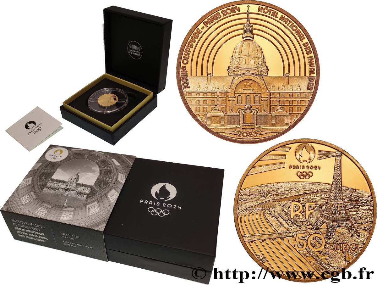 FRANCE BELLE EPREUVE 50 Euro (or 1/4 Oz) HÔTEL DES INVALIDES 2023 BE