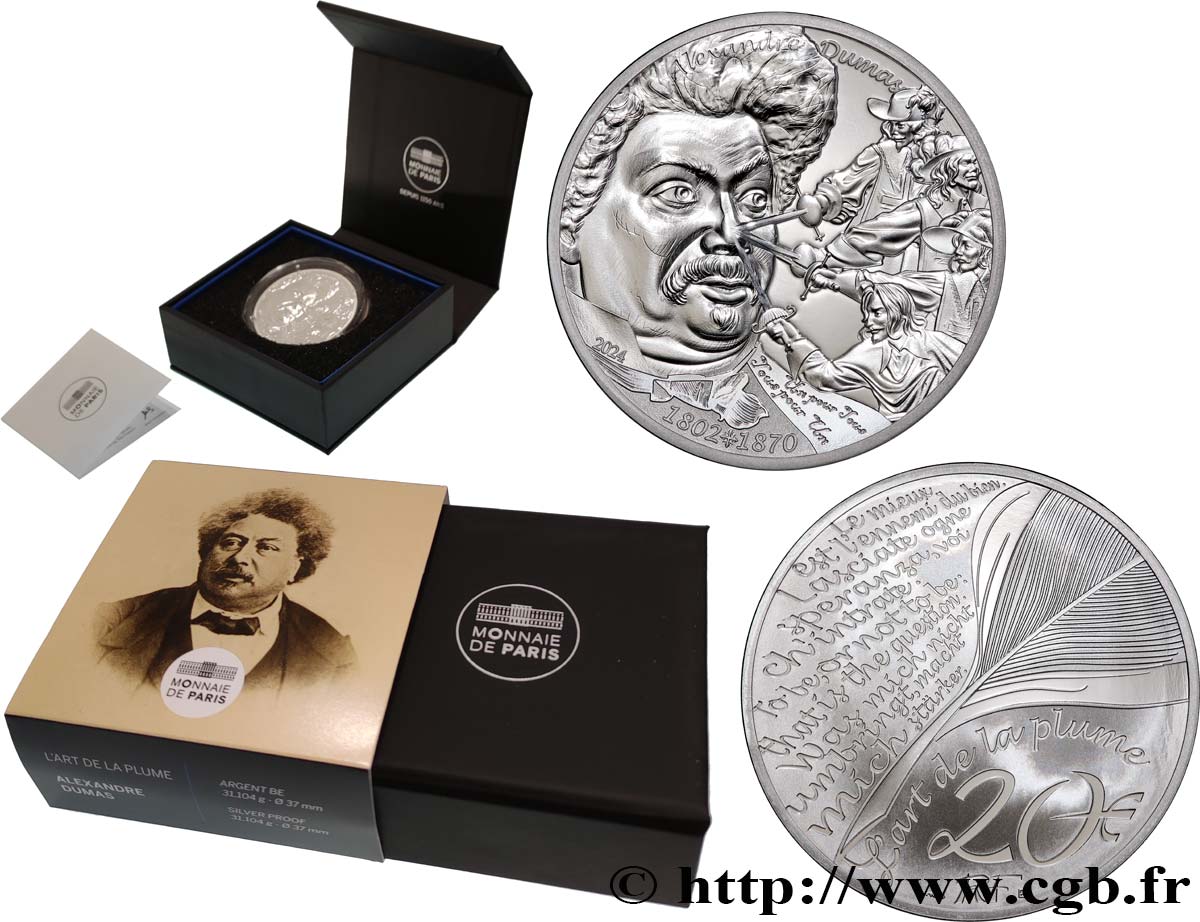 FRANCE BELLE EPREUVE 20 Euro ALEXANDRE DUMAS 2024 BE