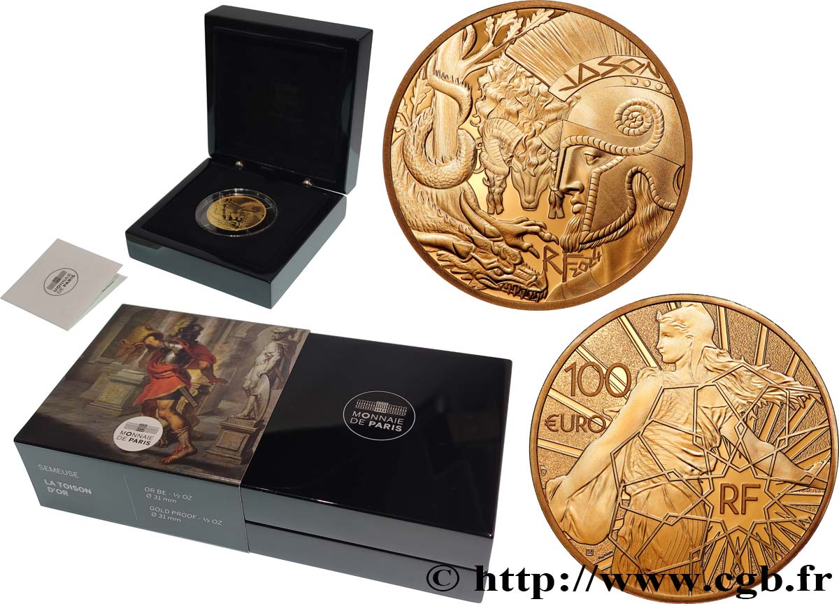 FRANCE BELLE EPREUVE 100 Euro (1/2 oz or) SEMEUSE - LA TOISON D’OR 2024 Proof set