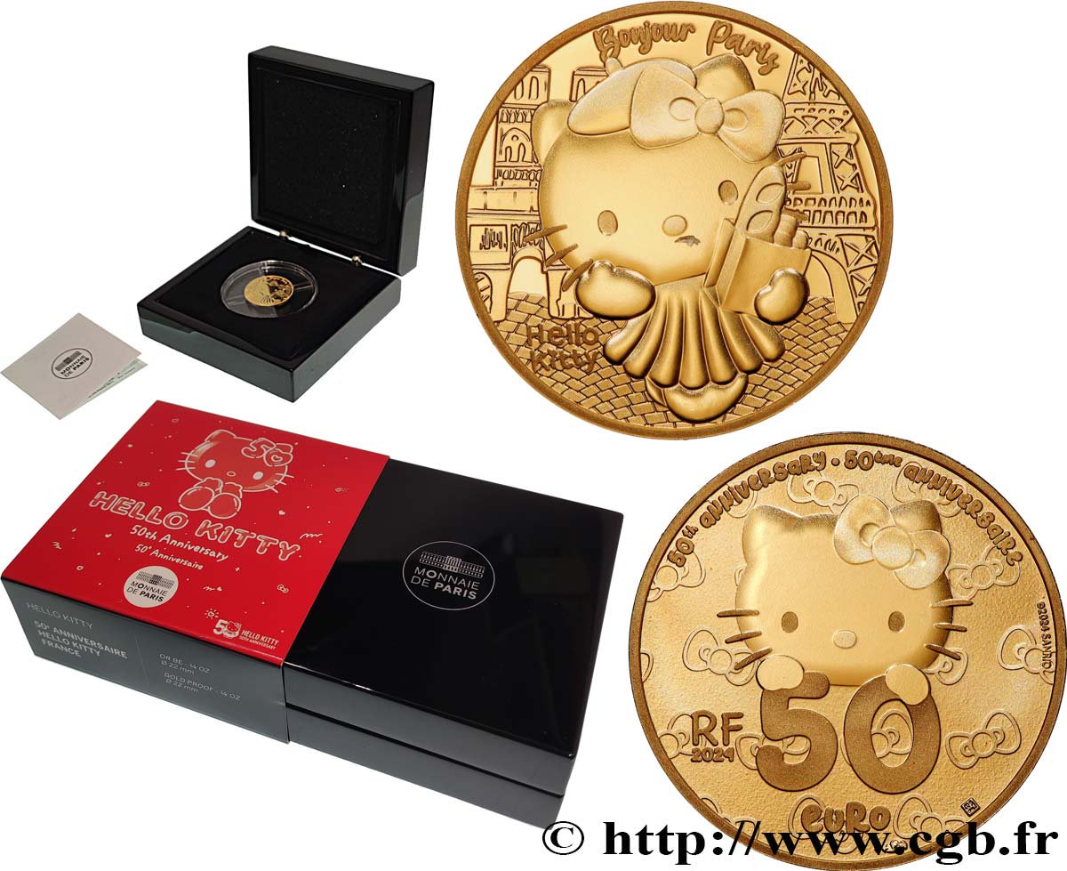 FRANKREICH BELLE EPREUVE 50 Euro (1/4 oz or) HELLO KITTY - FRANCE 2024