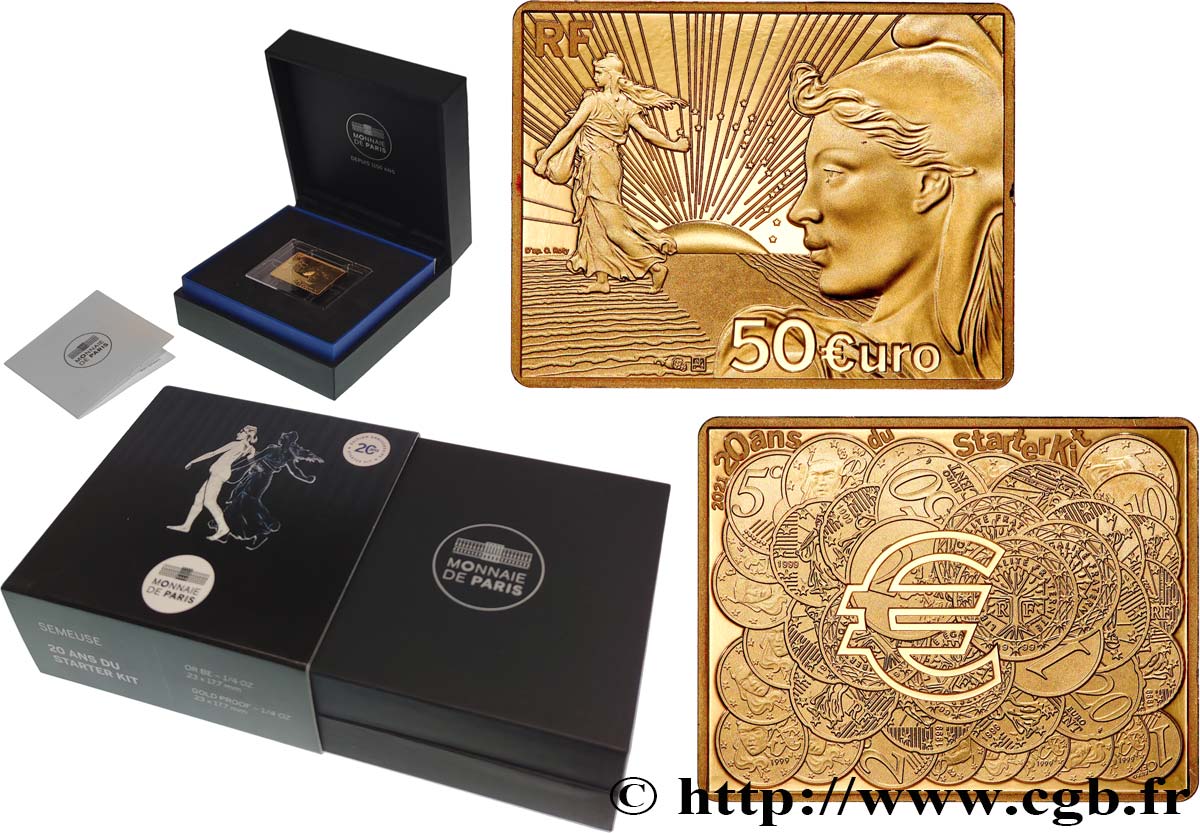 FRANCE BELLE EPREUVE 50 Euro (1/4 oz or) 20 ANS DU STARTER KIT 2021 Proof set