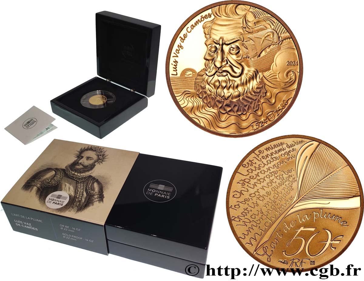 FRANCE BELLE EPREUVE 50 Euro (or 1/4 oz) LUIS VAZ DE CAMOES 2021 Proof set