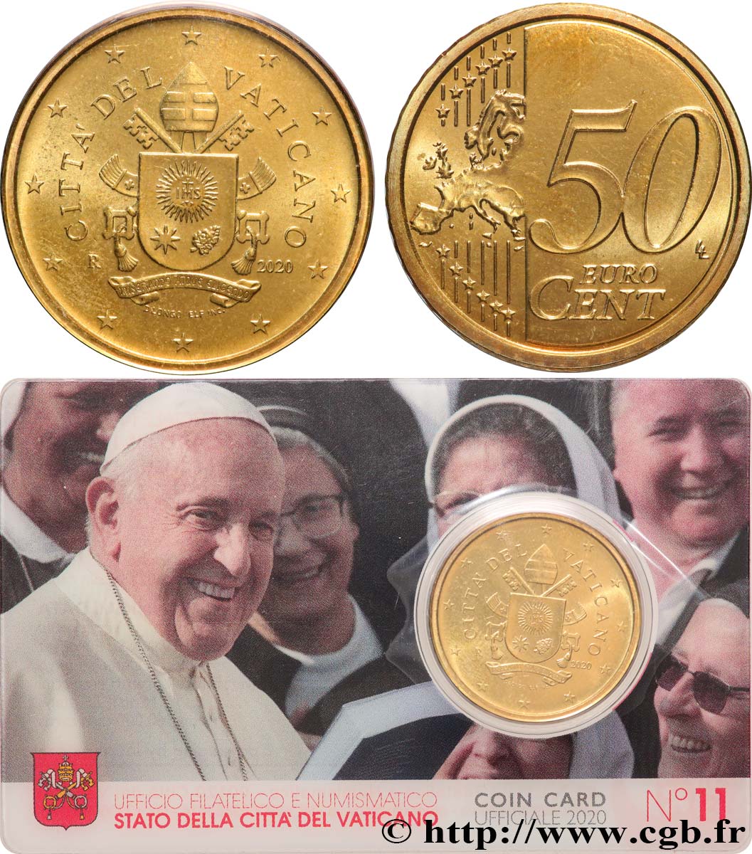 VATIKAN Coin-Card (n°11) 50 Cent ARMOIRIES DU PAPE FRANÇOIS
 2020