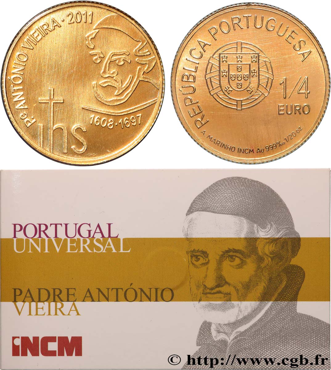 PORTUGAL 1/4 Euro PADRE ANTONIO VIEIRA 2011 FDC