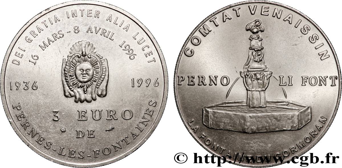 FRANKREICH 3 Euro de Pernes-les-Fontaines (16 mars - 8 avril 1996) 1996