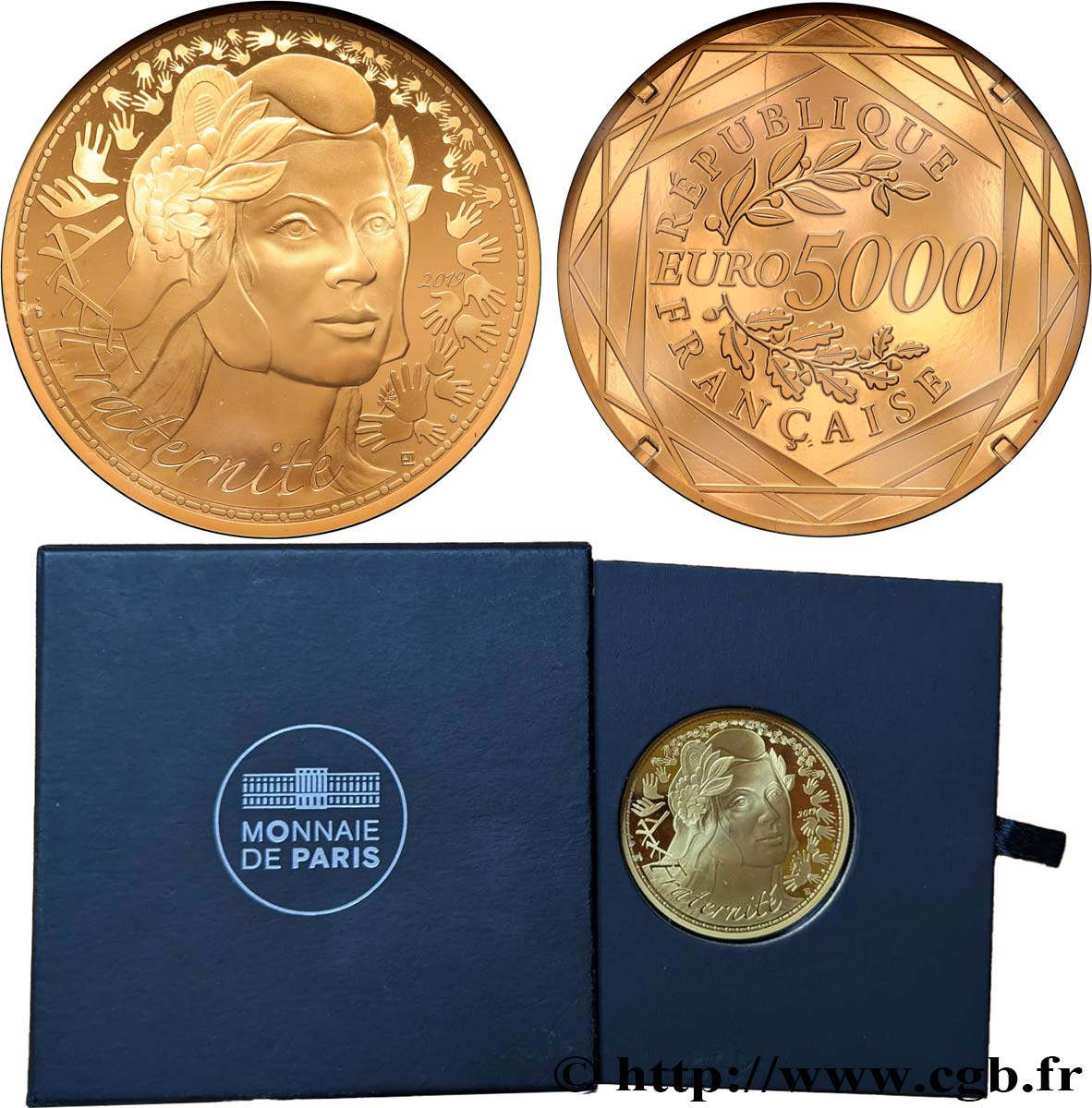 INVESTMENT GOLD 5000 Euro MARIANNE - FRATERNITÉ (or) 2019 FDC