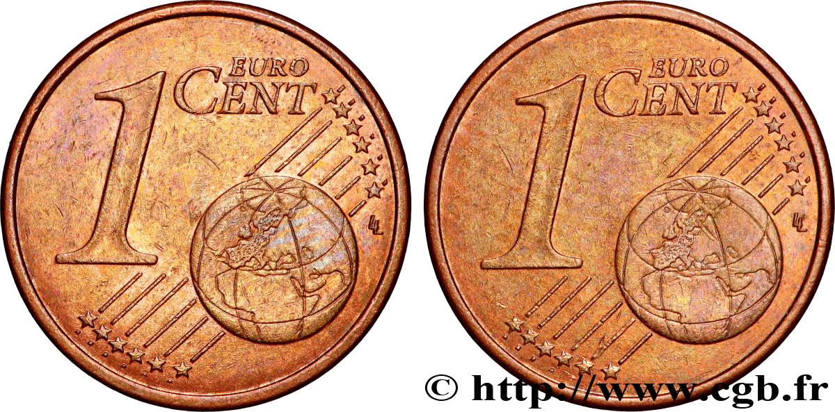 EUROPEAN CENTRAL BANK 1 Cent Euro biface - double face commune n.d. AU