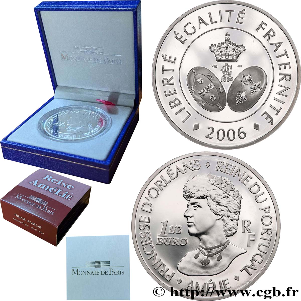 FRANKREICH Belle Épreuve 1 Euro 1/2 REINE AMÉLIE 2006