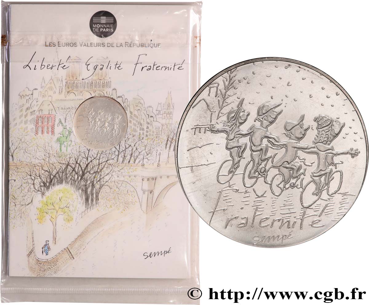 FRANCIA 10 Euro FRATERNITÉ par SEMPÉ (hiver) 2014 MS