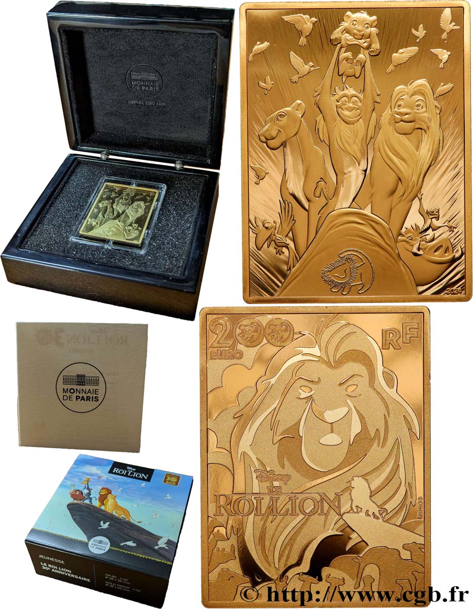 FRANCE BELLE EPREUVE 1 oz - 200 Euro LE ROI LION 30e ANNIVERSAIRE 2024 Proof set