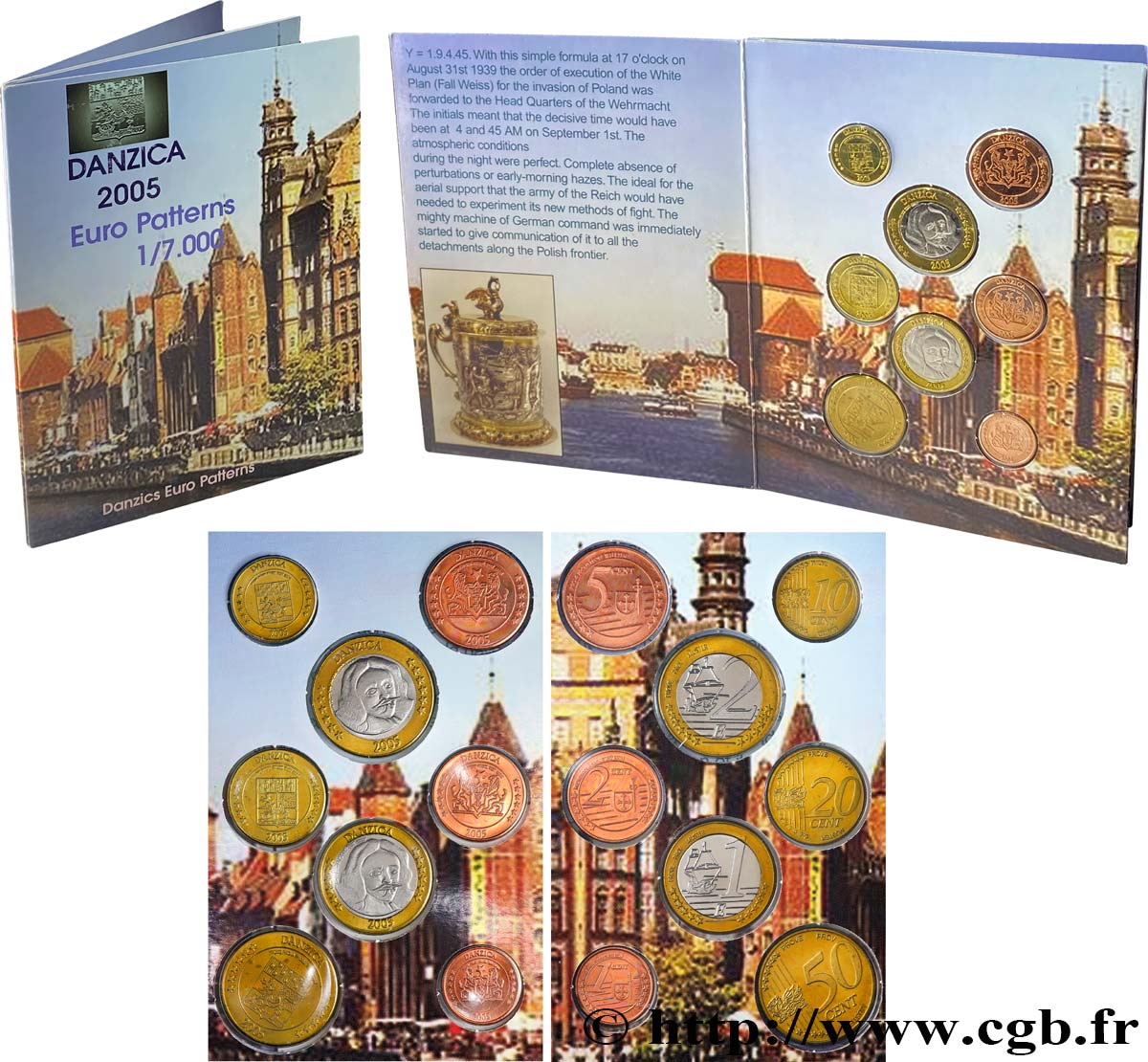 DANTZIG Série 8 médailles, Essai Euros fantaisies 2005