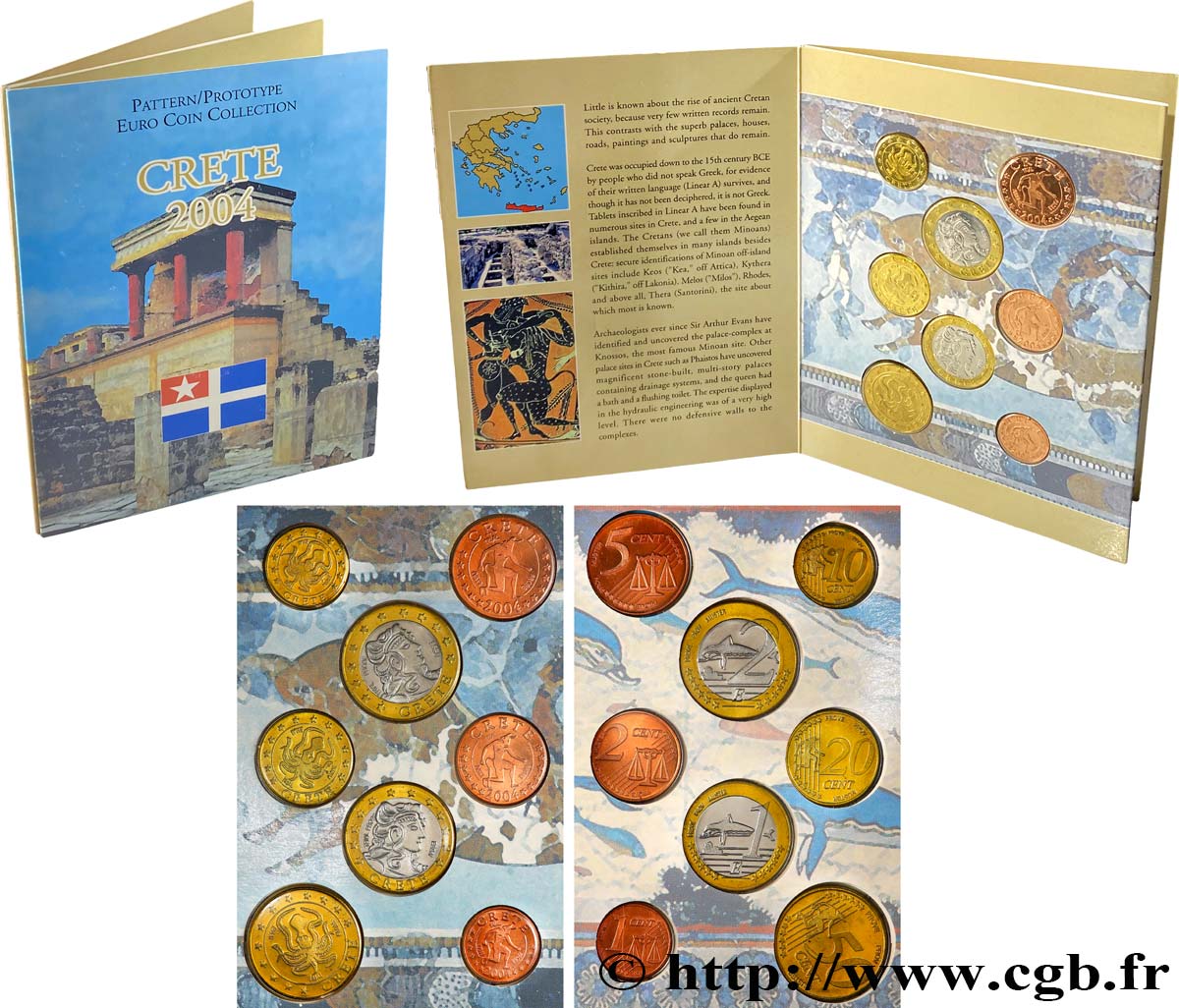 GREECE Série 8 médailles, Essai Euros fantaisies 2004 MS