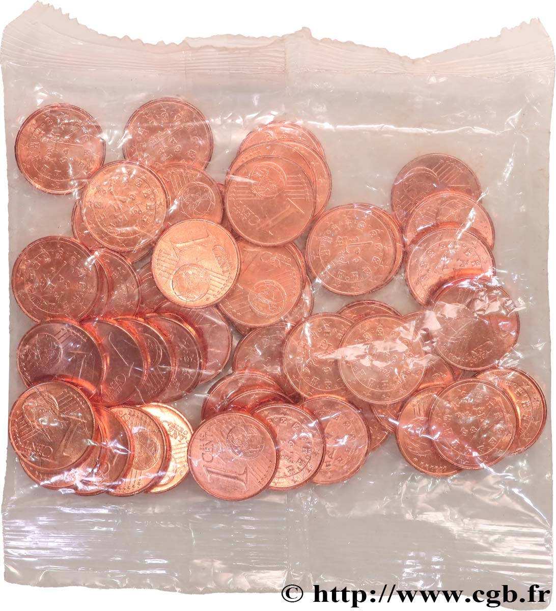 PORTUGAL Sachet Banque 50 x 1 Cent SCEAU A LA CROIX (1134) 2002