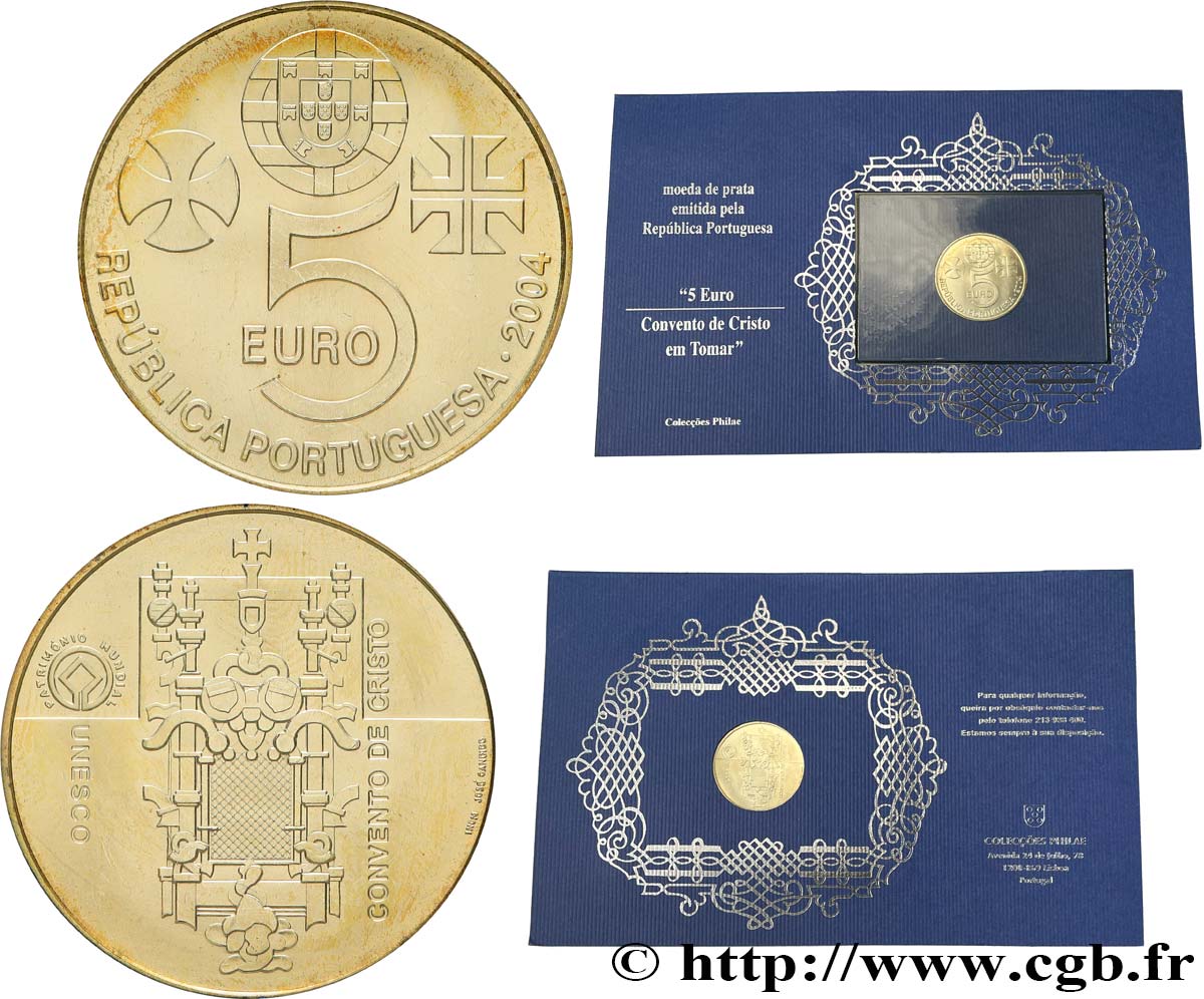 PORTUGAL 5 Euro COUVENT LE CHRIST DE TOMAR  2004