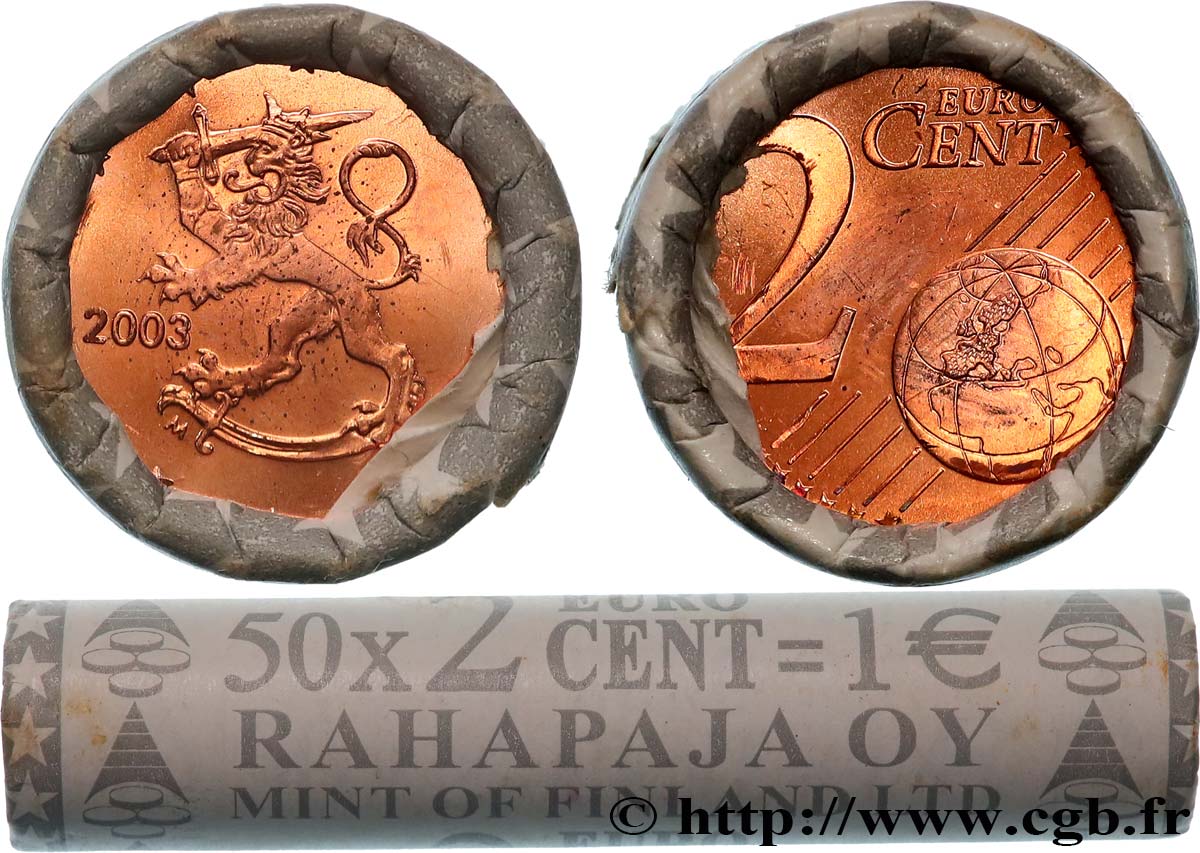 FINLAND Rouleau 50 x 2 Cent LION HÉRALDIQUE 2003 MS