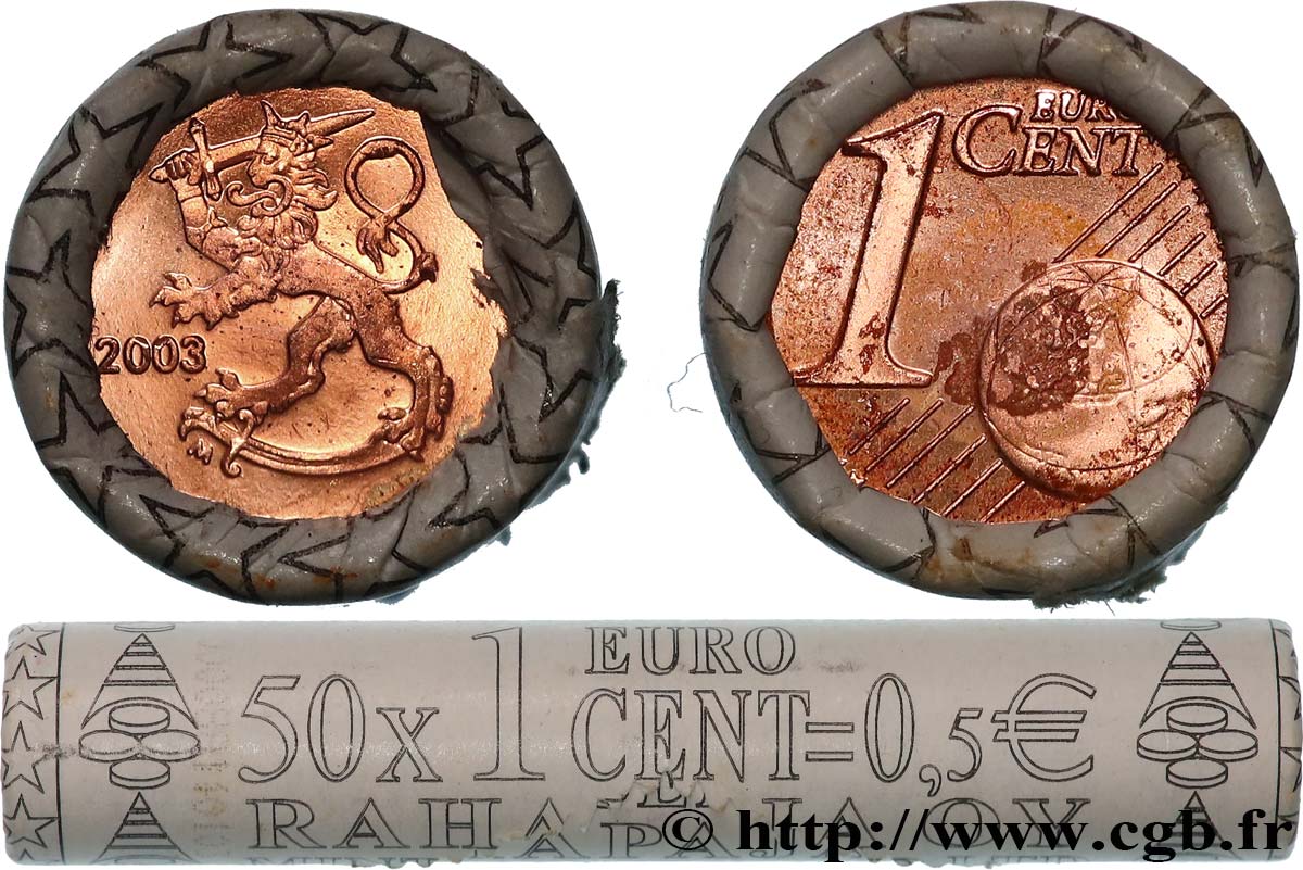 FINLAND Rouleau 50 x 1 Cent LION HÉRALDIQUE 2003 MS