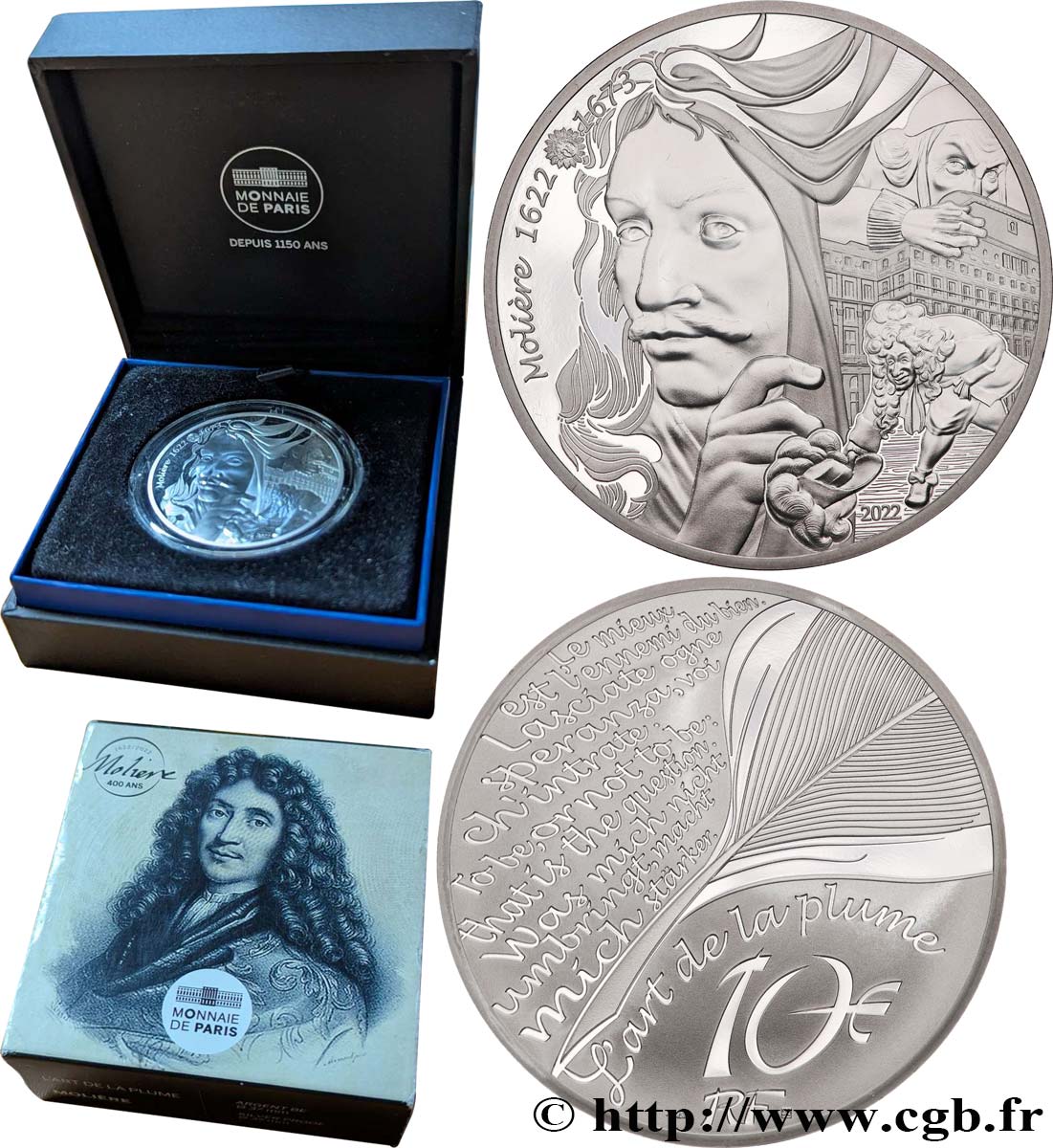 FRANCE BELLE EPREUVE 10 Euro MOLIERE 2022 Proof set