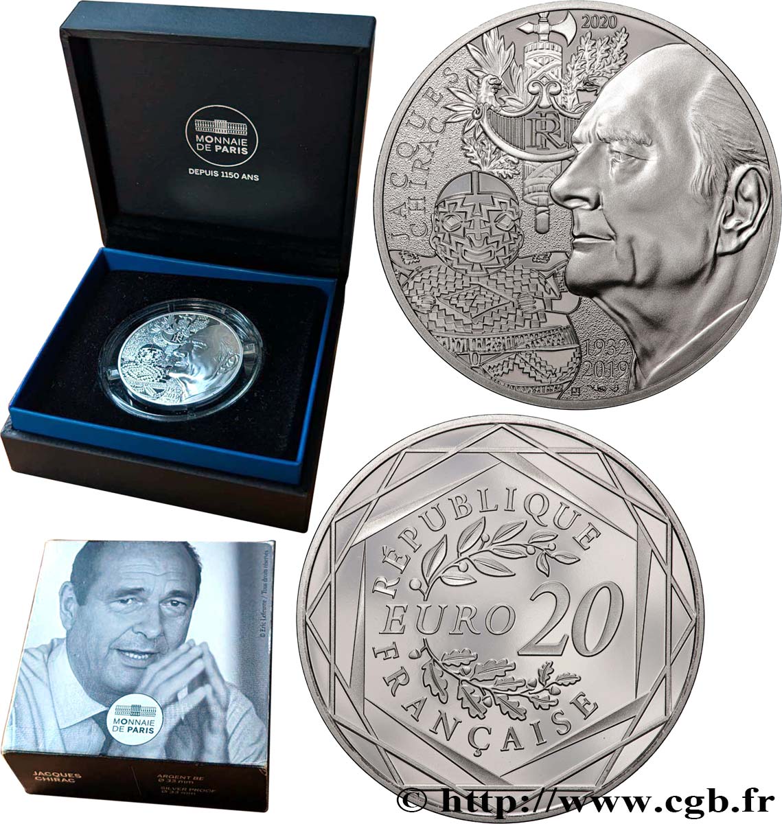 FRANCE Belle Épreuve 20 Euro JACQUES CHIRAC 2020 Proof set