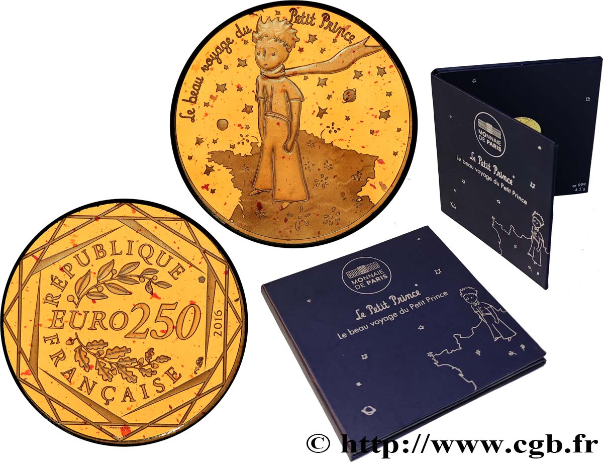 OR, PALLADIUM ET PLATINE INVESTISSEMENT 250 Euro LE BEAU VOYAGE DU PETIT PRINCE 2016 BU