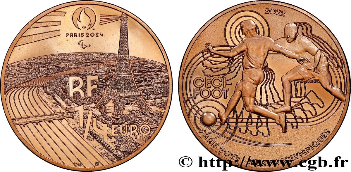 FRANCE 1/4 Euro PARIS 2024 CÉCI-FOOT 2022 MS