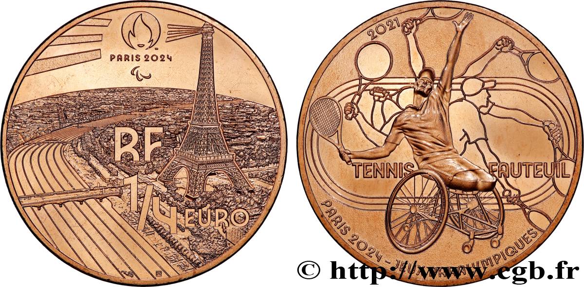 FRANKREICH 1/4 Euro PARIS 2024 TENNIS FAUTEUIL 2021