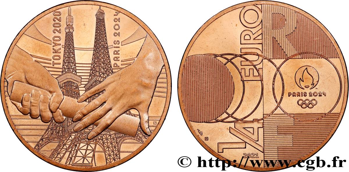 FRANCIA 1/4 Euro PARIS 2024  2021 MS