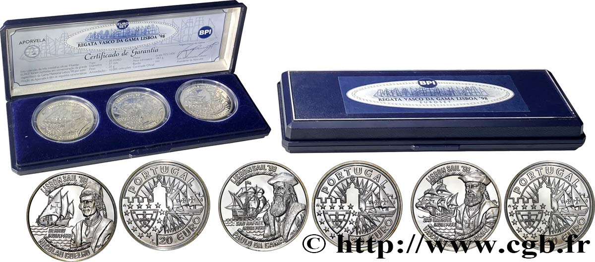 PORTUGAL Coffret 3 x 20 Euro VASCO DE GAMA 1998 MS