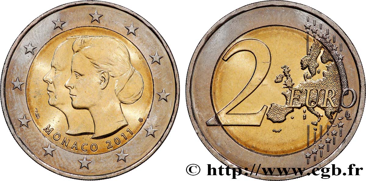 MONACO 2 Euro MARIAGE DU PRINCE ALBERT II ET DE CHARLÈNE 2011 MS