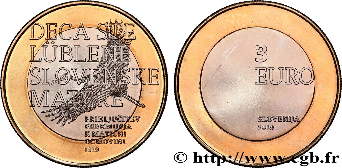 SLOVENIA 3 Euro INCORPORATION DE LA PREKMURJE 2019 MS