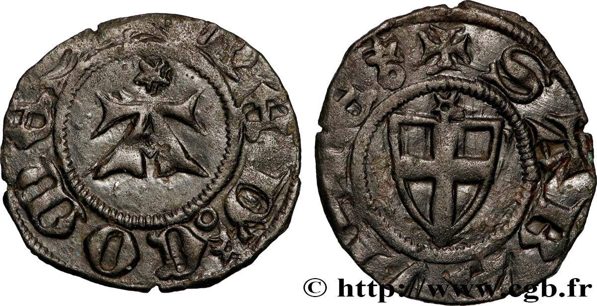 SAVOY - COUNTY OF SAVOY - AMADEUS VI Denier viennois, 1er type AU