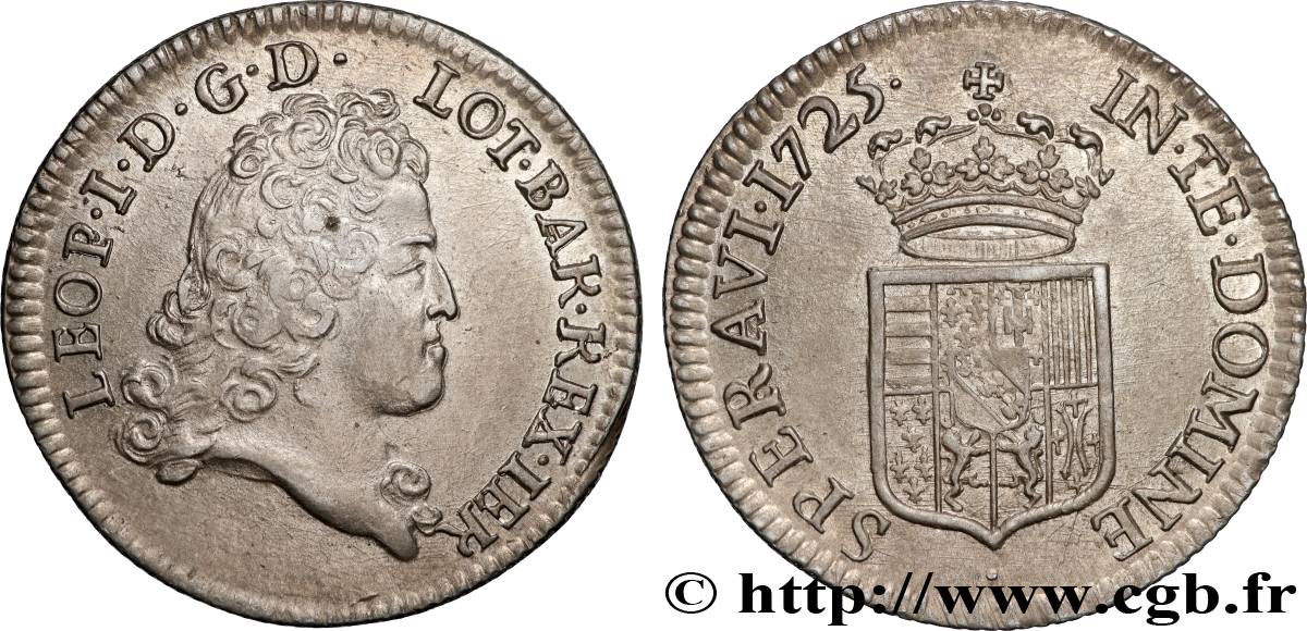 LORRAINE - DUCHÉ DE LORRAINE - LÉOPOLD Ier Demi-écu dit  demi-Aubonne  TTB+/SUP