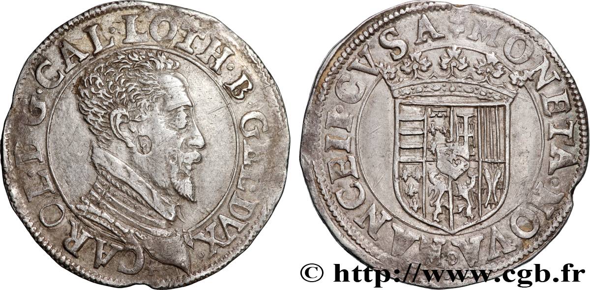 DUCHY OF LORRAINE - CHARLES III LE GRAND DUC Teston, buste vieilli, col plat XF