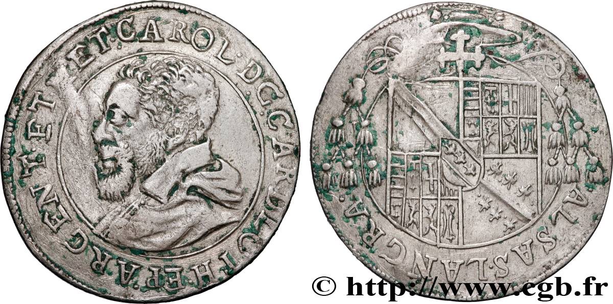 ALSACE - ÉVÊCHÉ DE STRASBOURG ET DE METZ - CHARLES II DE LORRAINE-VAUDÉMONT Teston ou quart de thaler VF