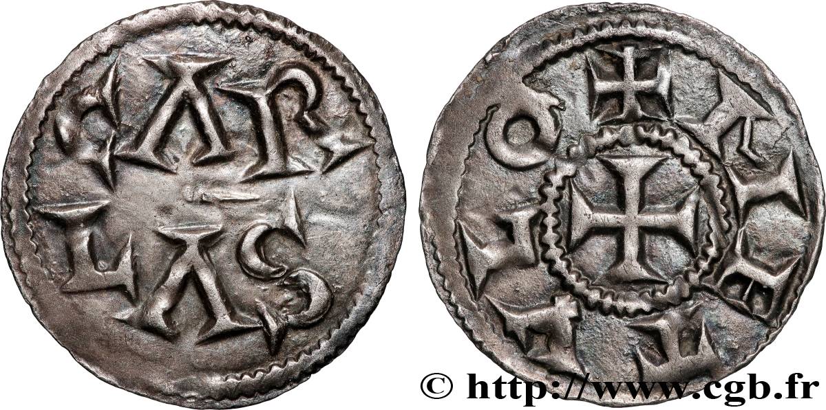 POITOU - COUNTY OF POITOU - COINAGE IMMOBILIZED IN THE NAME OF CHARLES II THE BALD Obole AU