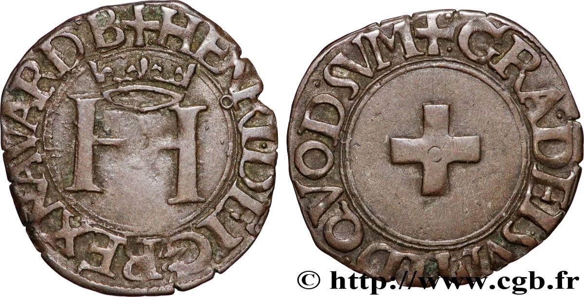 NAVARRE - KINGDOM OF NAVARRE - HENRI OF ALBRET Liard XF