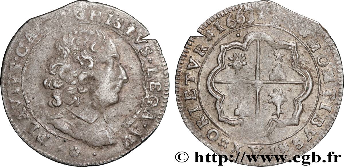 COMTAT-VENAISSIN - ALEXANDRE VII (Fabius Chigi) Douzième d écu ou luigino TTB