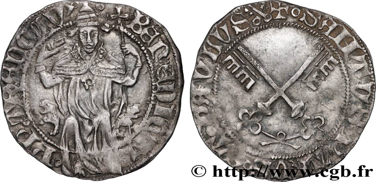 ITALY - ANTIPOPE BENOÎT XIII (Pierre de Lune) Carlin AU/XF