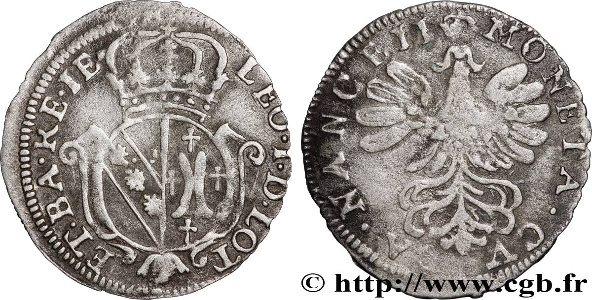 DUCHY OF LORRAINE - LEOPOLD I Pièce de 2 sous de billon AU/XF