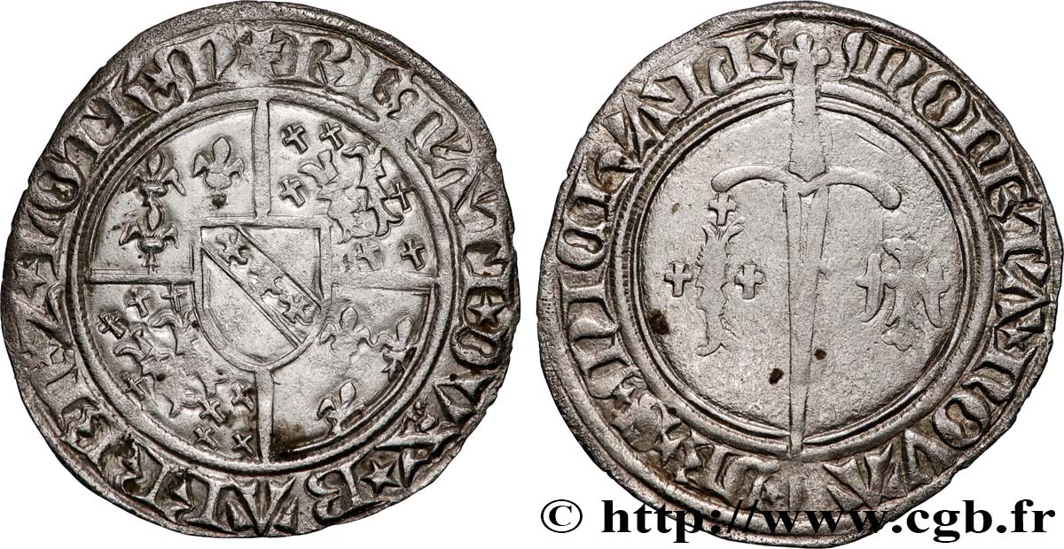 LORRAINE - DUCHÉ DE BAR - RENÉ Ier D ANJOU  Gros d argent de Saint-Mihiel AU/XF