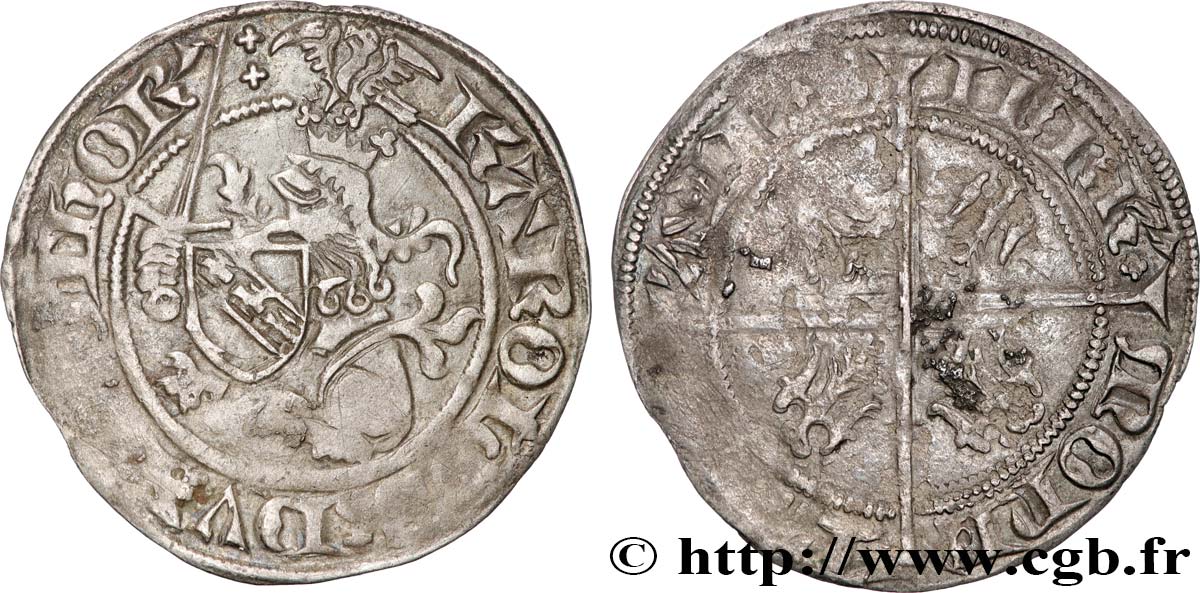 LORRAINE - DUCHÉ DE LORRAINE - CHARLES II Gros au lion heaumé TTB/TB+